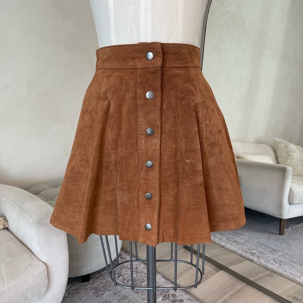 BROWN SUEDE FALL MINI SKIRT SZ S